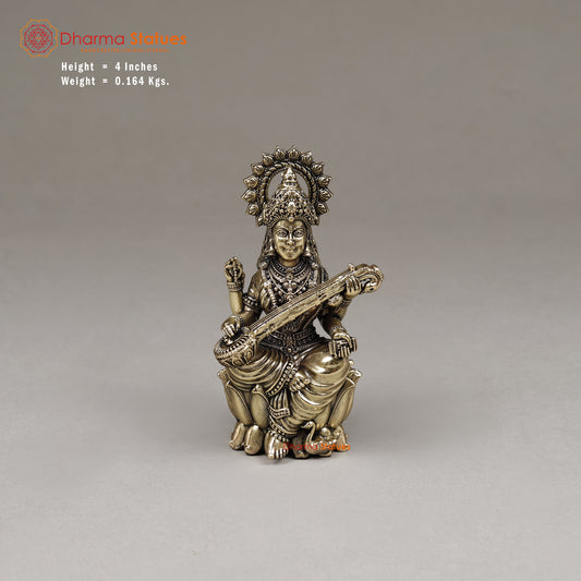 Brass Saraswati, 4"