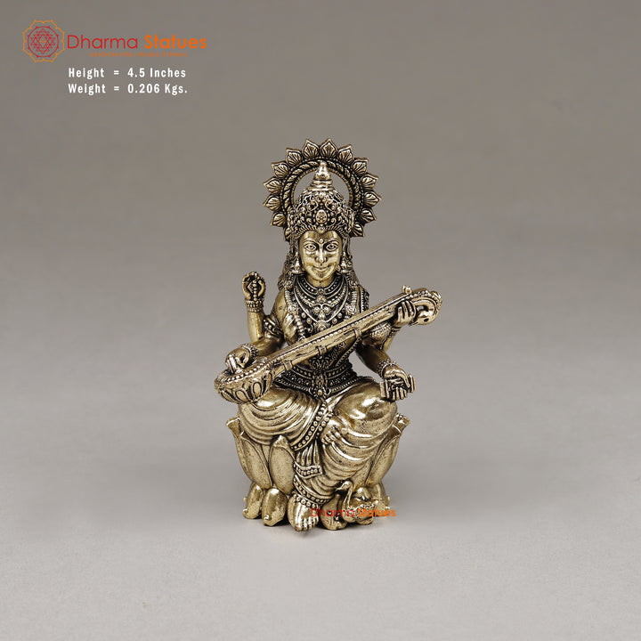 Brass Saraswati, 4.5"