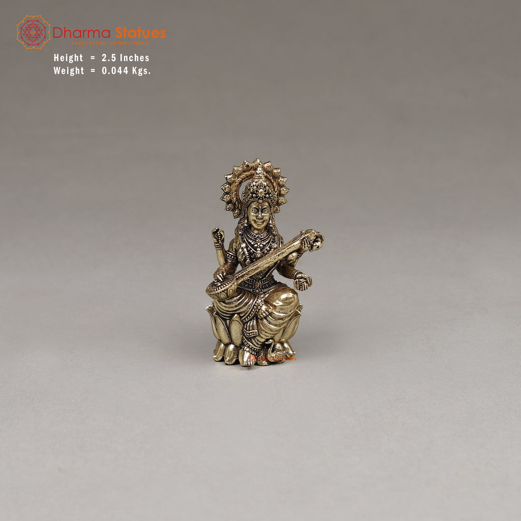 Brass Saraswati, 2.5"