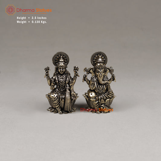 Brass Lakshmi & Ganesh, 2.5"