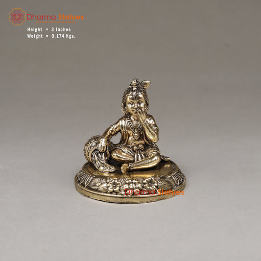 Brass Krishna with Butter, 3"