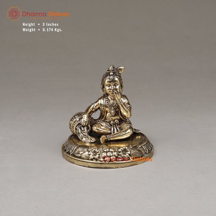 Brass Krishna with Butter, 3"