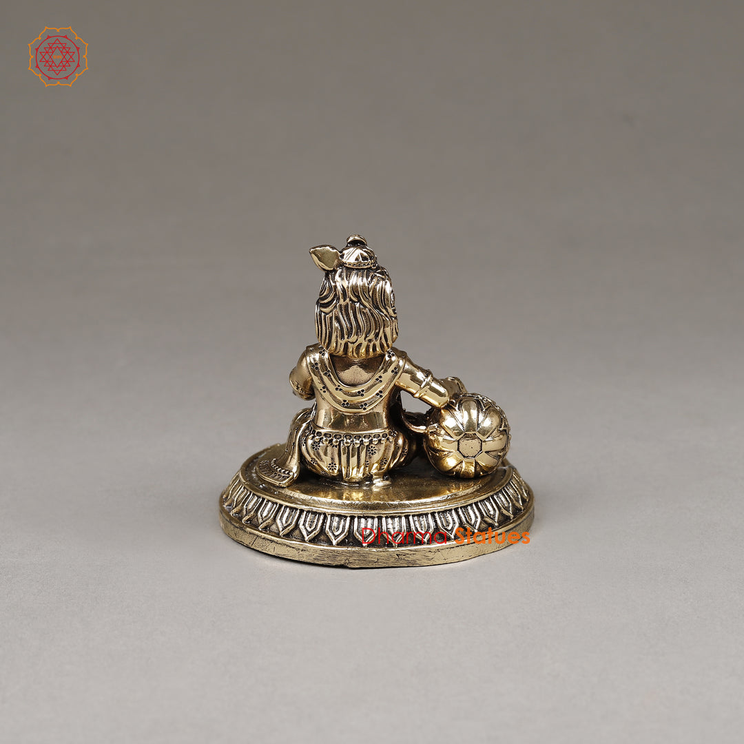 Brass Krishna with Butter, 3"