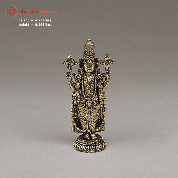 Brass Venkateshvara as Tirupati Balaji, 4.5"