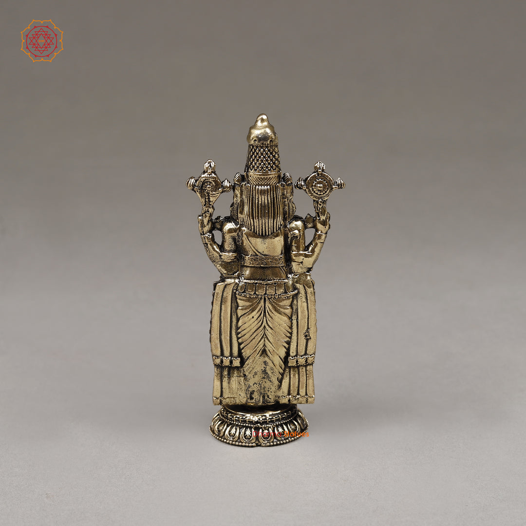 Brass Venkateshvara as Tirupati Balaji, 4.5"