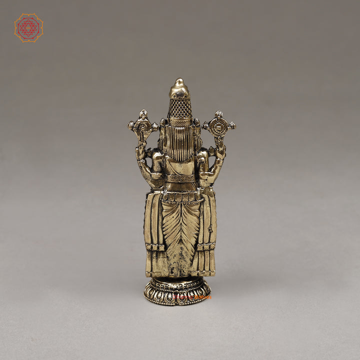 Brass Venkateshvara as Tirupati Balaji, 4.5"