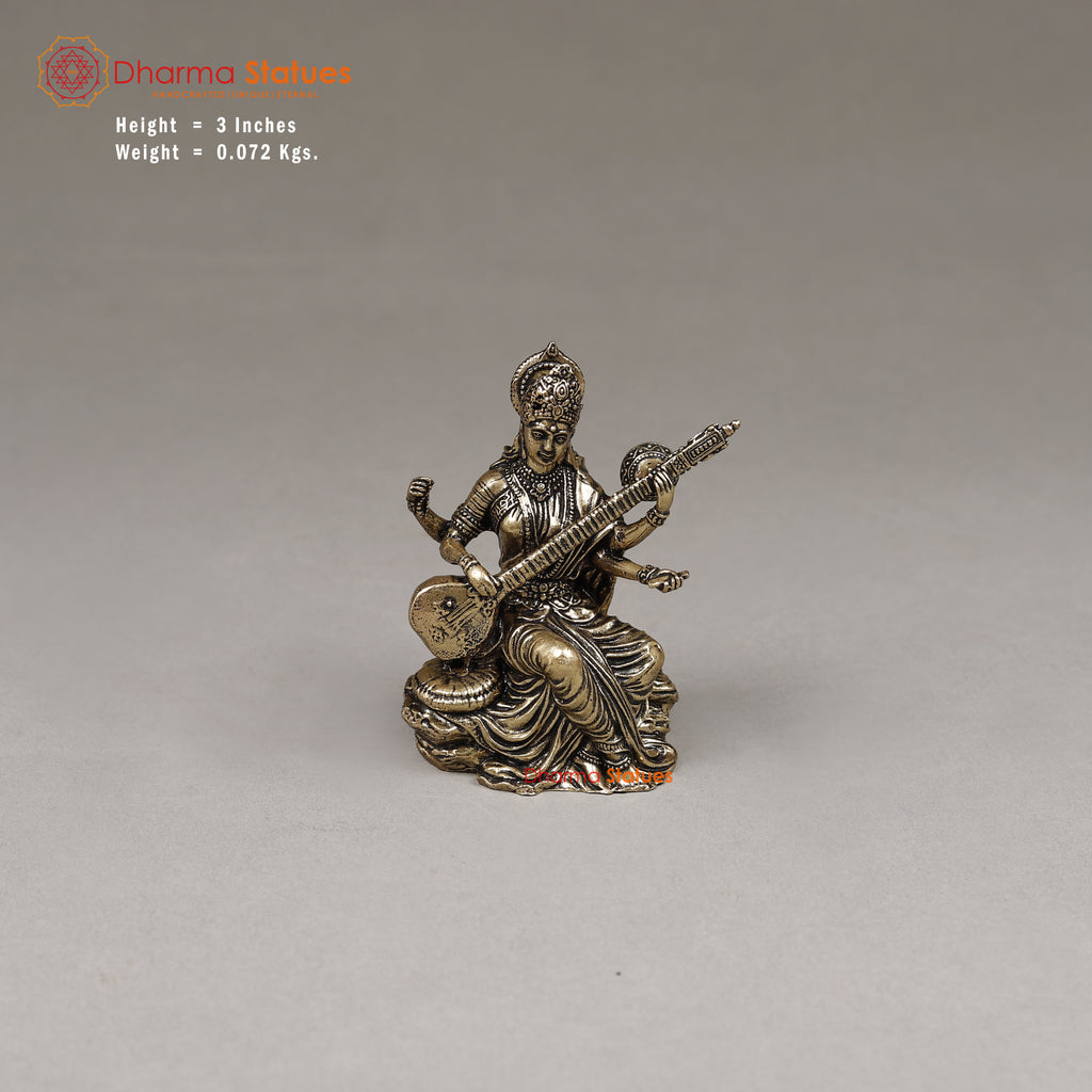 Brass Saraswati, 3"