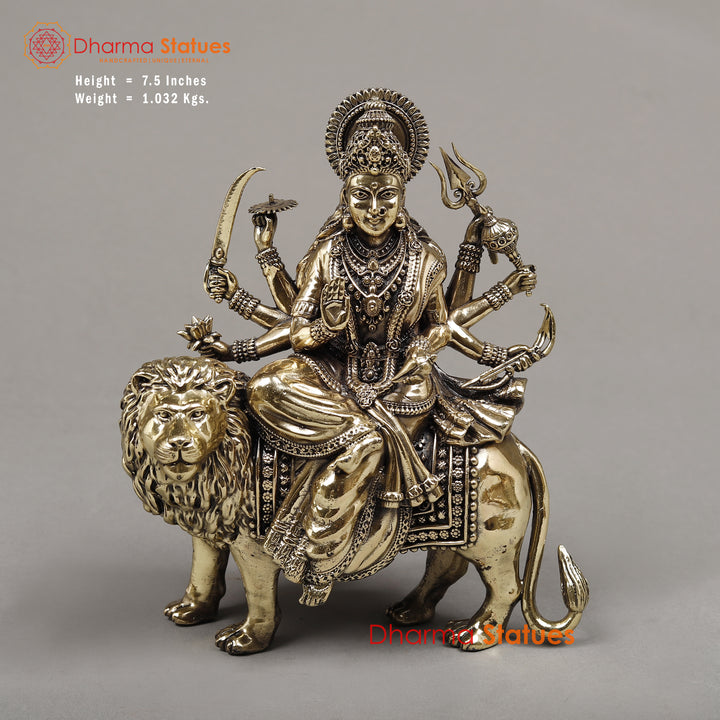 Brass Durga (Sherawali Maa), 7.5"