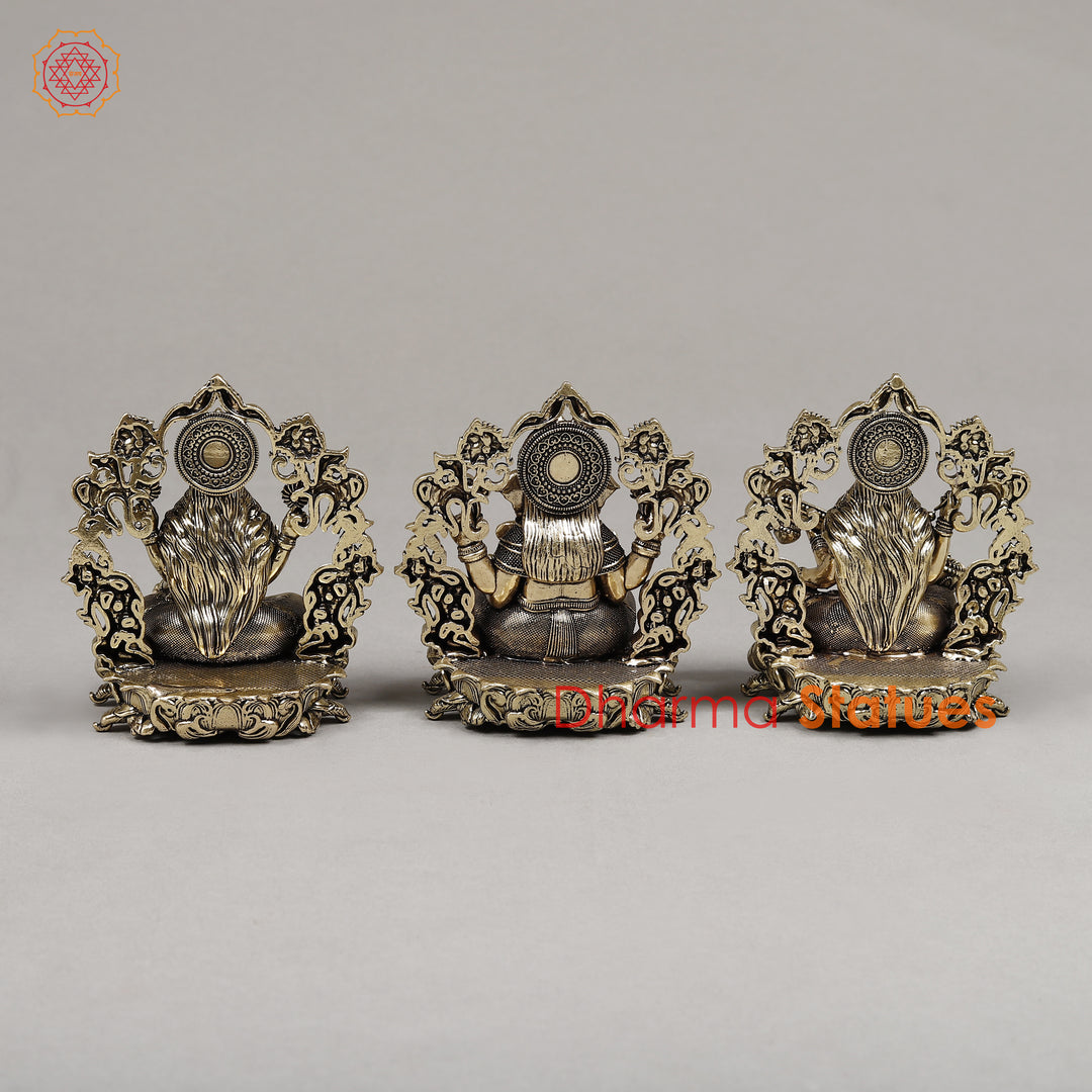 Brass Lakshmi, Ganesh & Saraswati, 4"