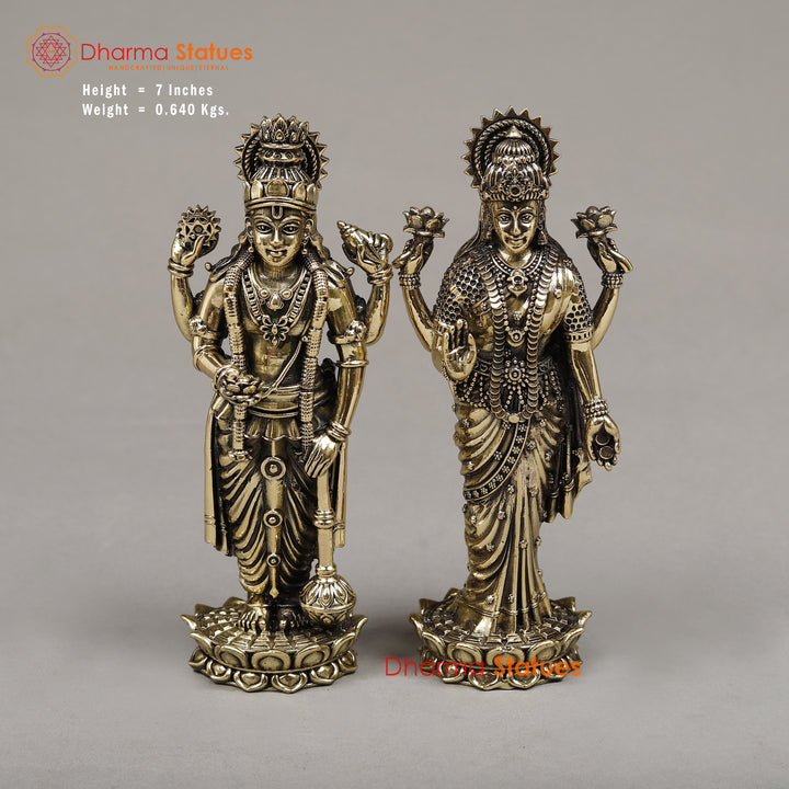 Brass Vishnu & Lakshmi, 7"