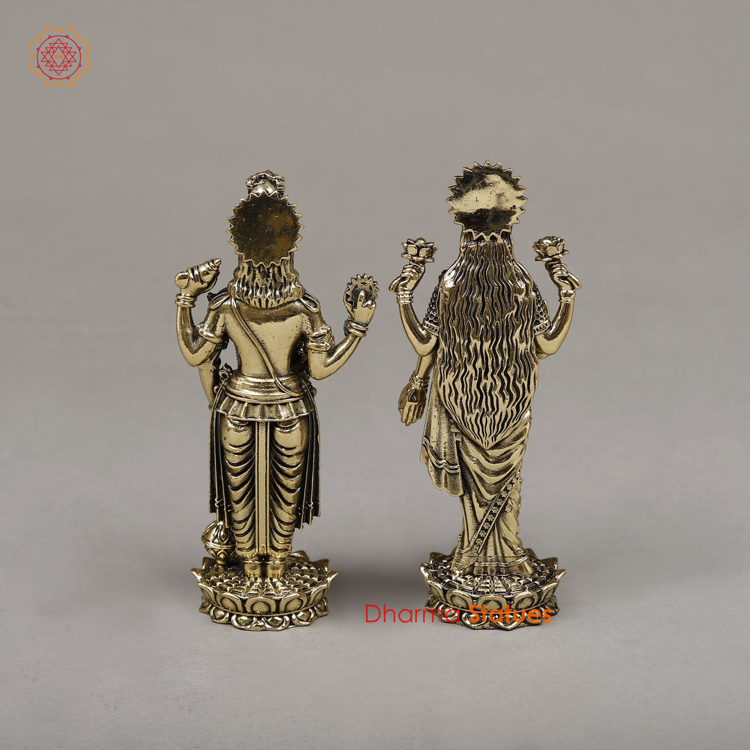 Brass Vishnu & Lakshmi, 5"