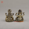 Brass Lakshmi & Ganesh, Seated on a Throne, Fine Gold Finish 3"