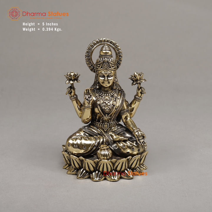 Brass Lakshmi Seated, Fine Golden Finish 5"