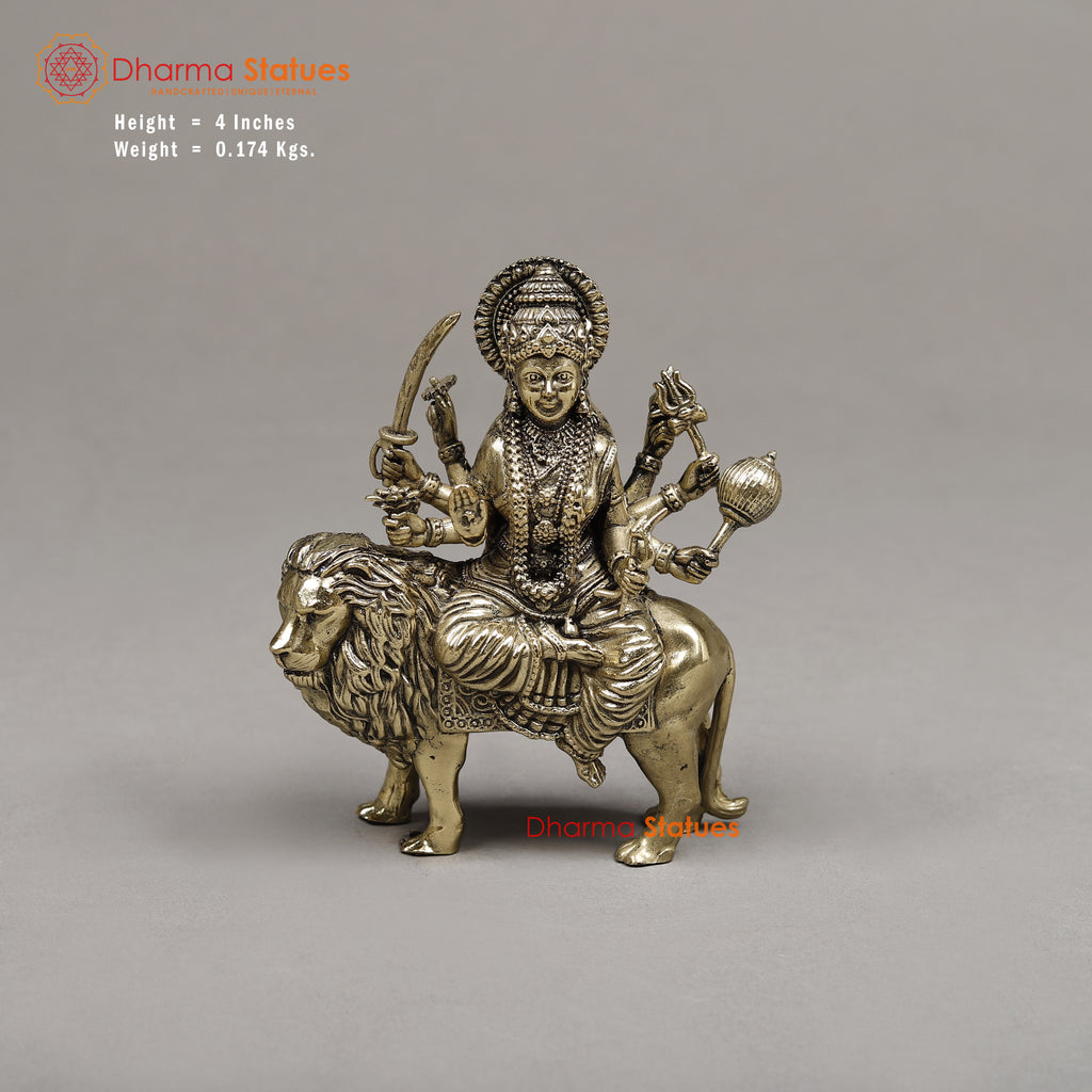 Brass Durga (Sherawali Maa), 4"