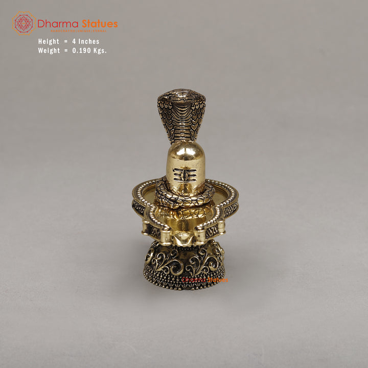 Brass Shivling with Naag , 4"