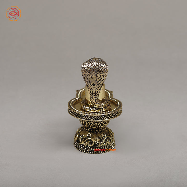 Brass Shivling with Naag , 4"