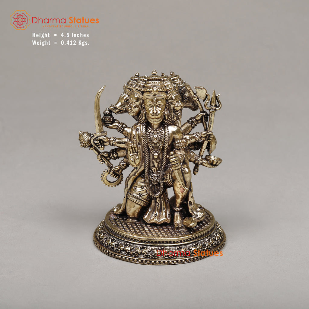 Brass Panchmukhi Hanuman, 4.5"