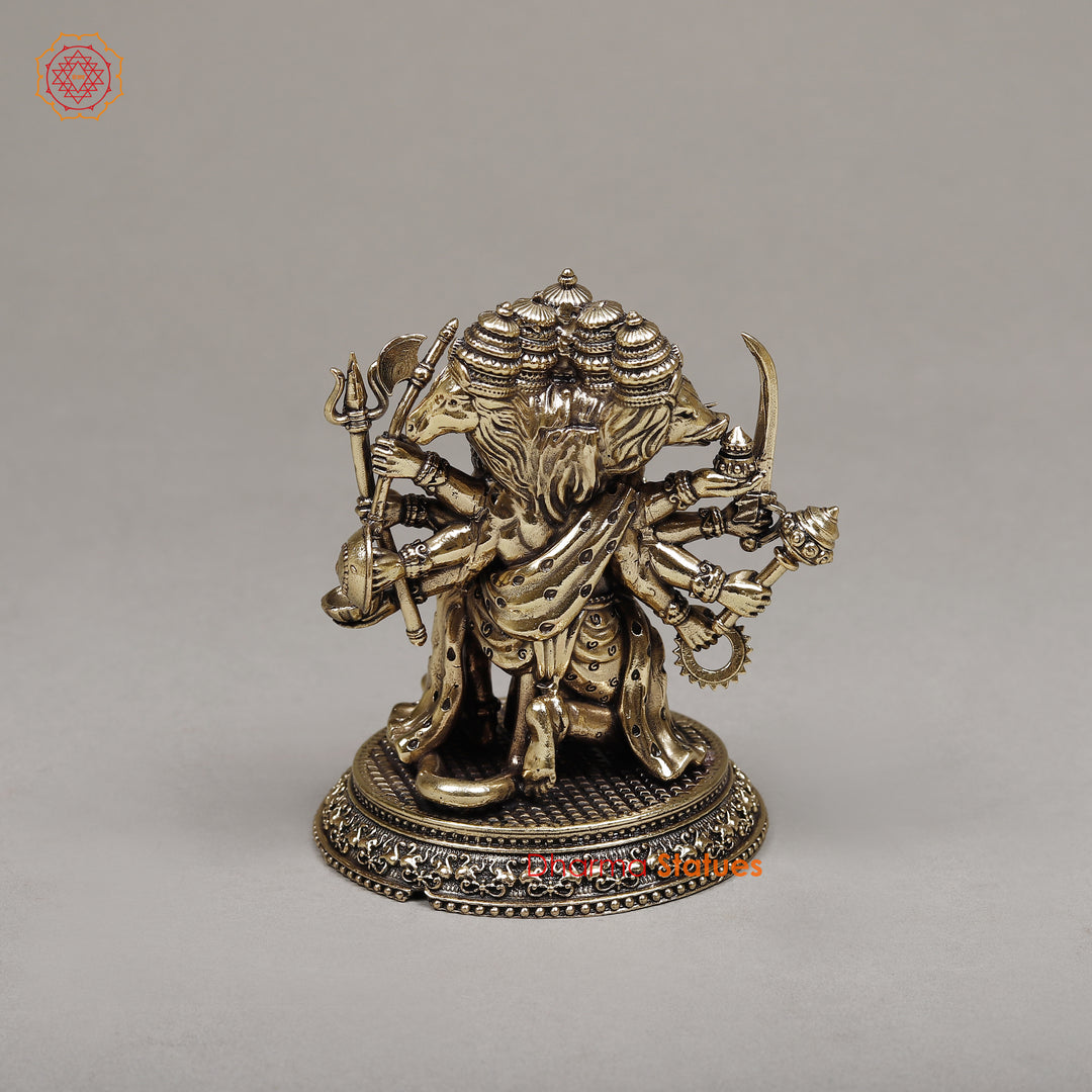 Brass Panchmukhi Hanuman, 4.5"