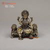 Brass Lakshmi Seated on a Throne, Golden Finish 6"