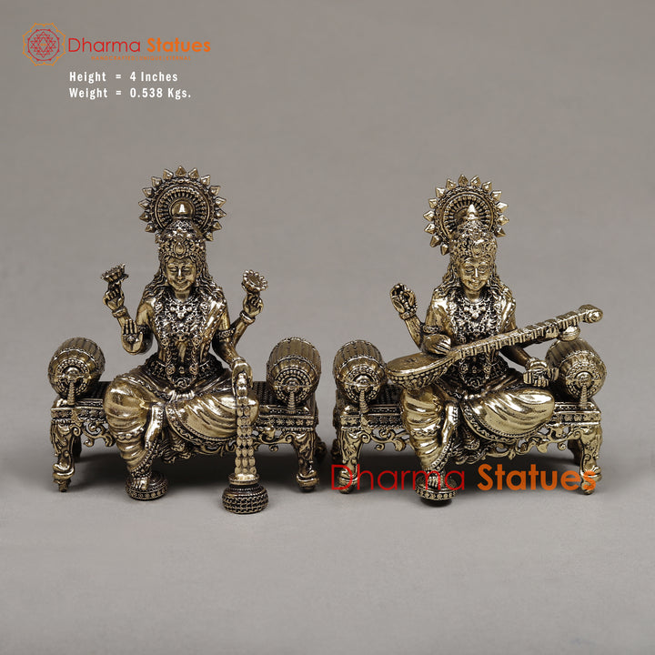 Brass Lakshmi & Saraswati, 4"