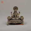 Brass Lakshmi Seated on a Throne, Golden Finish 4"