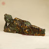 Brass Buddha in Resting Posture, Antique Green & Golden Finish 30"