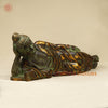 Brass Buddha in Resting Posture, Antique Green & Golden Finish 30"