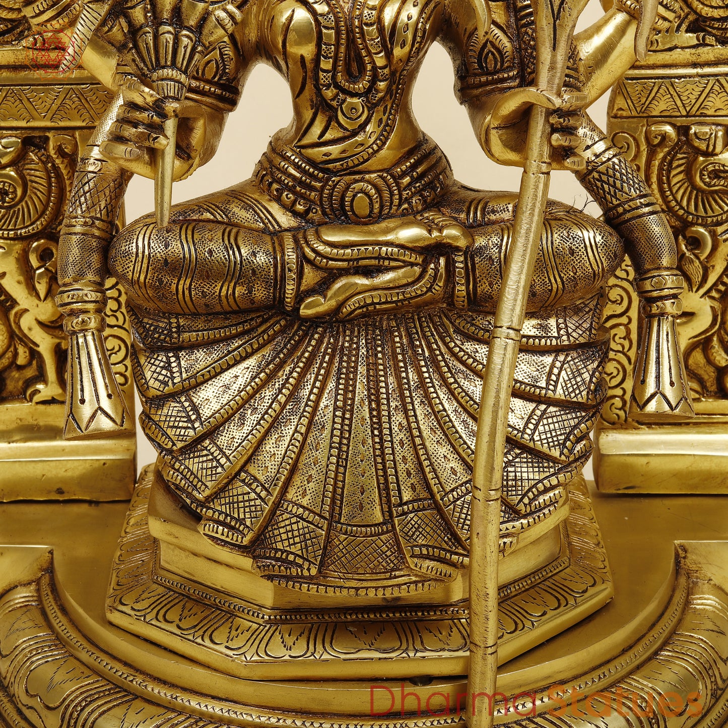 Brass Lakshmi seated in Frame, Fine Golden Finish, 18"