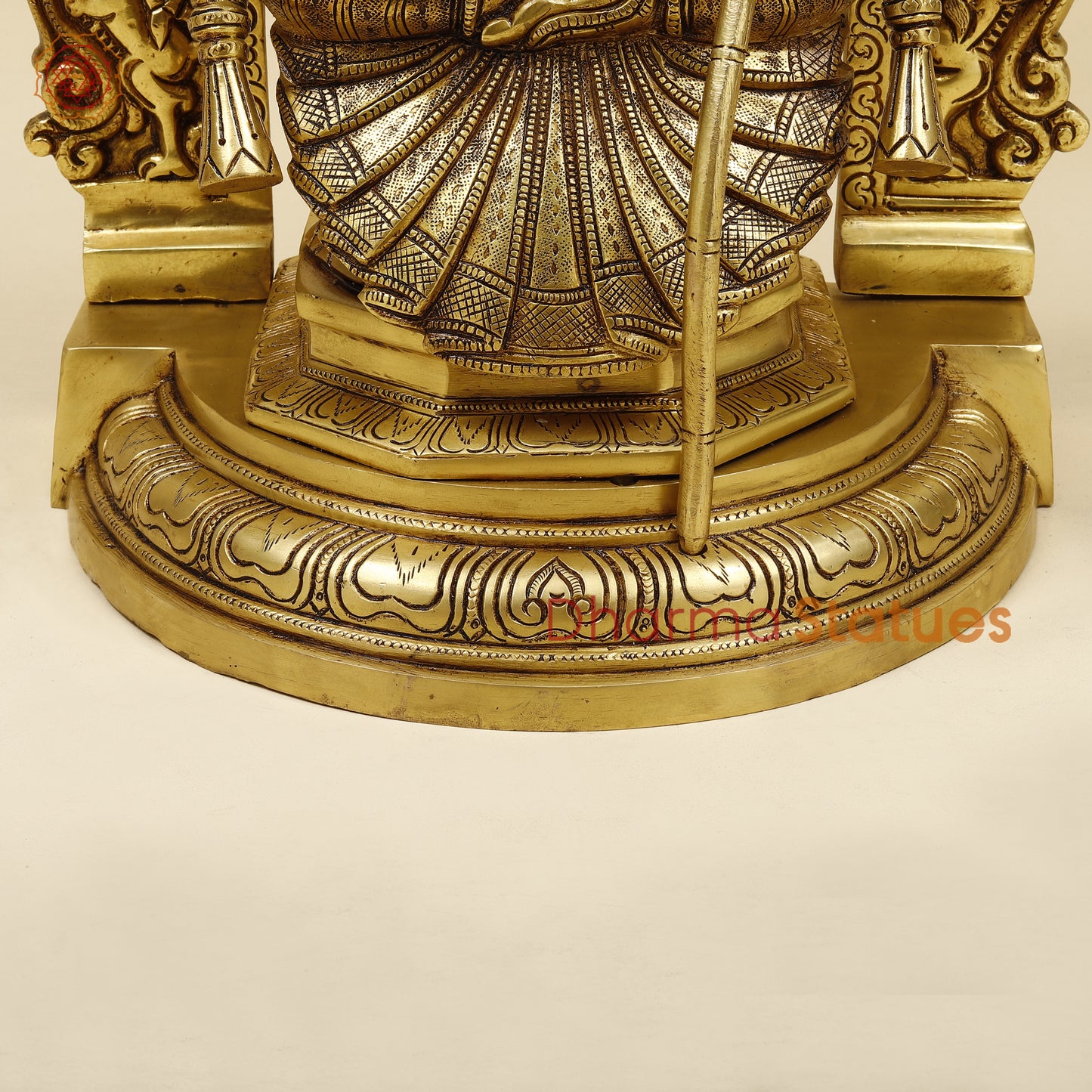 Brass Lakshmi seated in Frame, Fine Golden Finish, 18"