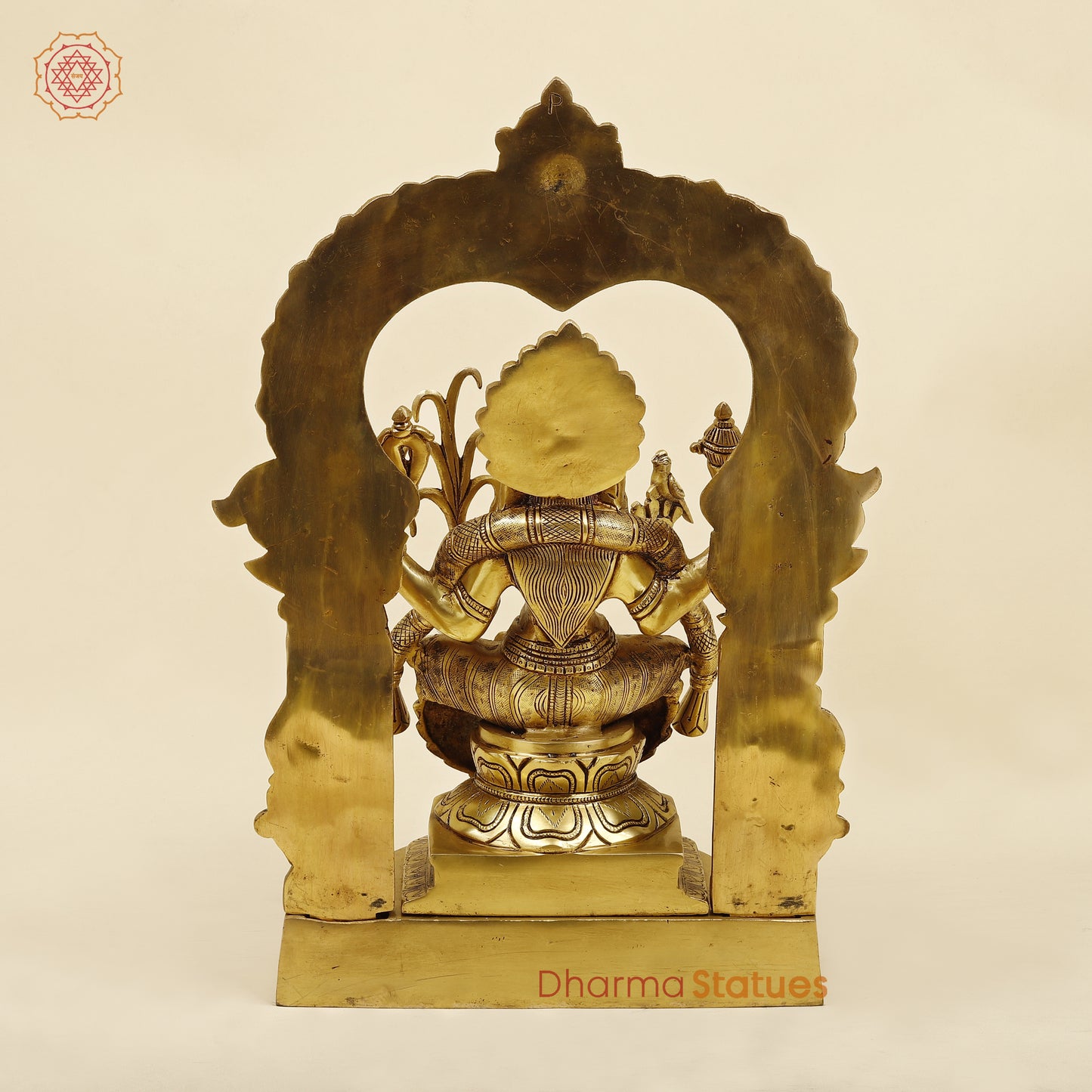 Brass Lakshmi seated in Frame, Fine Golden Finish, 18"