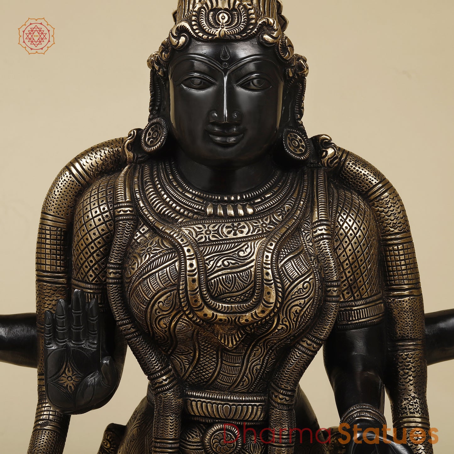 Brass Lakshmi seated, Black Patina & Golden Finish, 26"