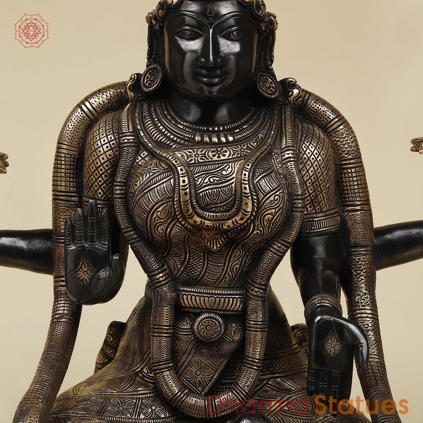 Brass Lakshmi seated, Black Patina & Golden Finish, 26"