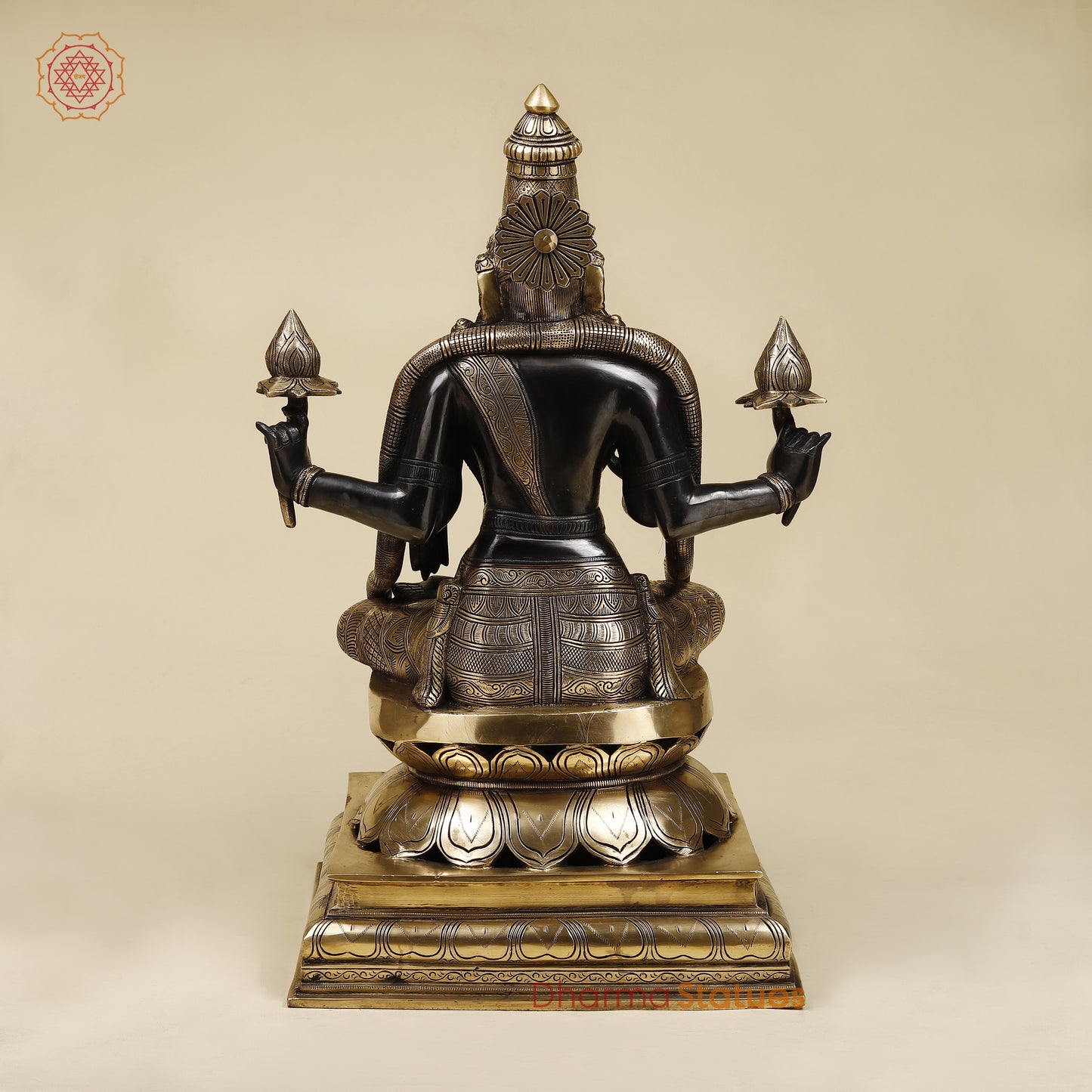 Brass Lakshmi seated, Black Patina & Golden Finish, 26"