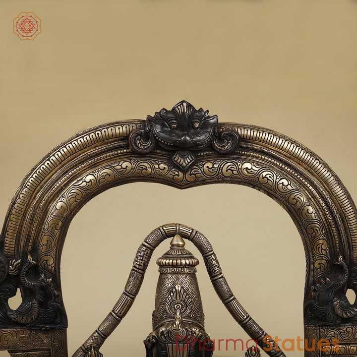 Brass Tirupati Balaji with Frame, Black & Golden Finish, 39"