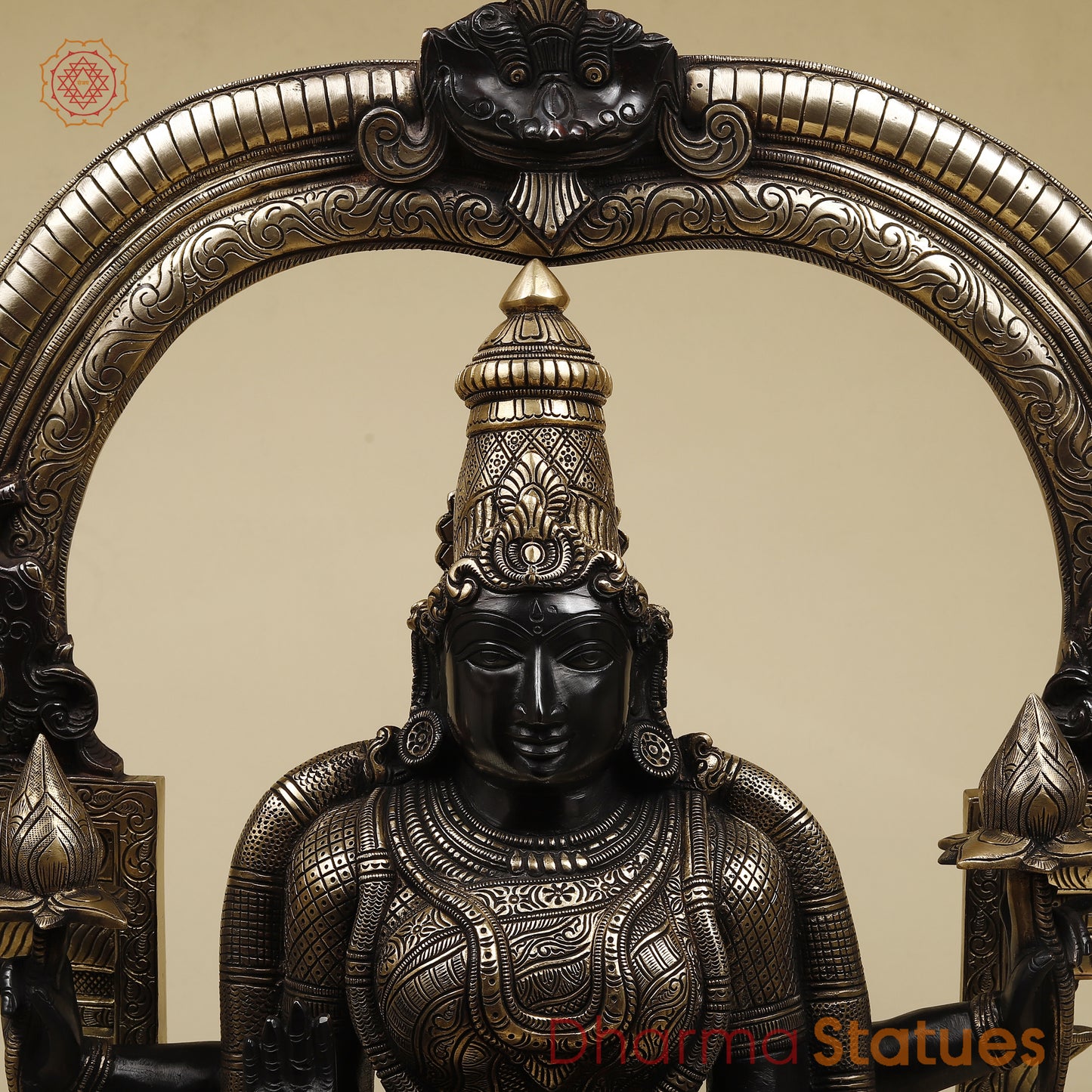 Brass Padmavati (Lakshmi), Black Patina & Golden Finish, 30"