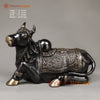 Brass Nandi Seated With Fine Carving, Black Patina & Smooth Finish, 22"