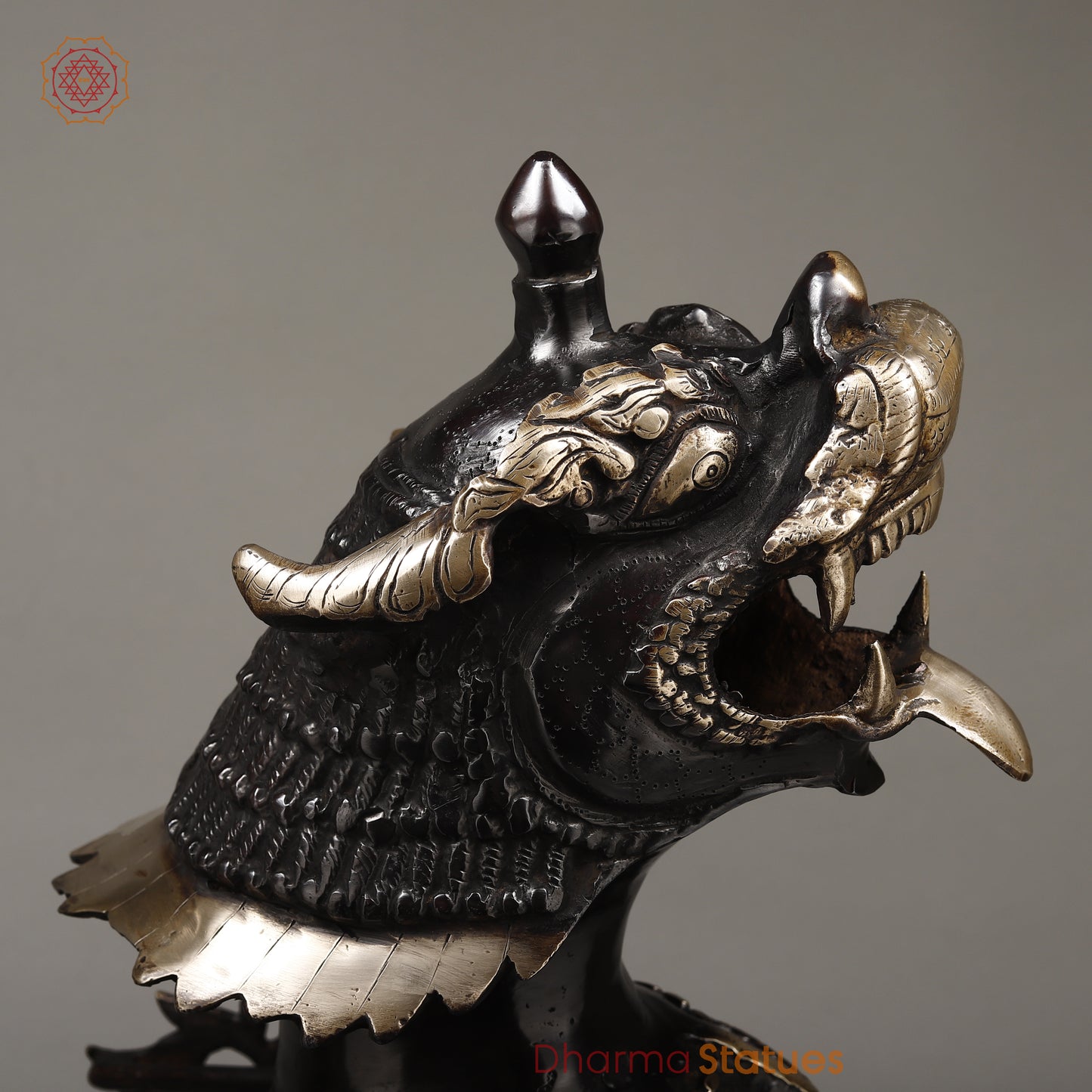 Brass Nepali Lion, Black Patina & Golden Finish, 22"