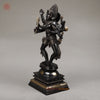 Brass Kaali Standing on Pedestal, Deep Black Color with Golden Finish, 23.5"