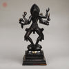 Brass Kaali Standing on Pedestal, Deep Black Color with Golden Finish, 23.5"