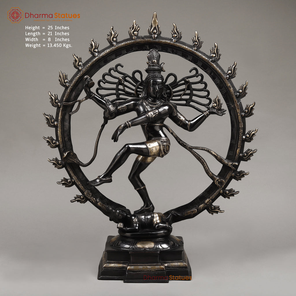 Brass Nataraja, Dancing Shiva, Deep Black & Smooth Finish, 25"