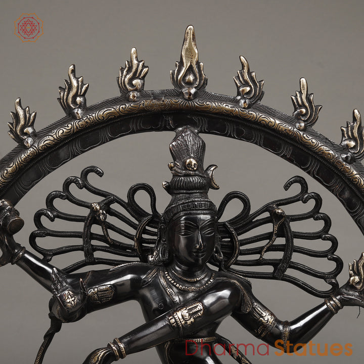 Brass Nataraja, Dancing Shiva, Deep Black & Smooth Finish, 25"