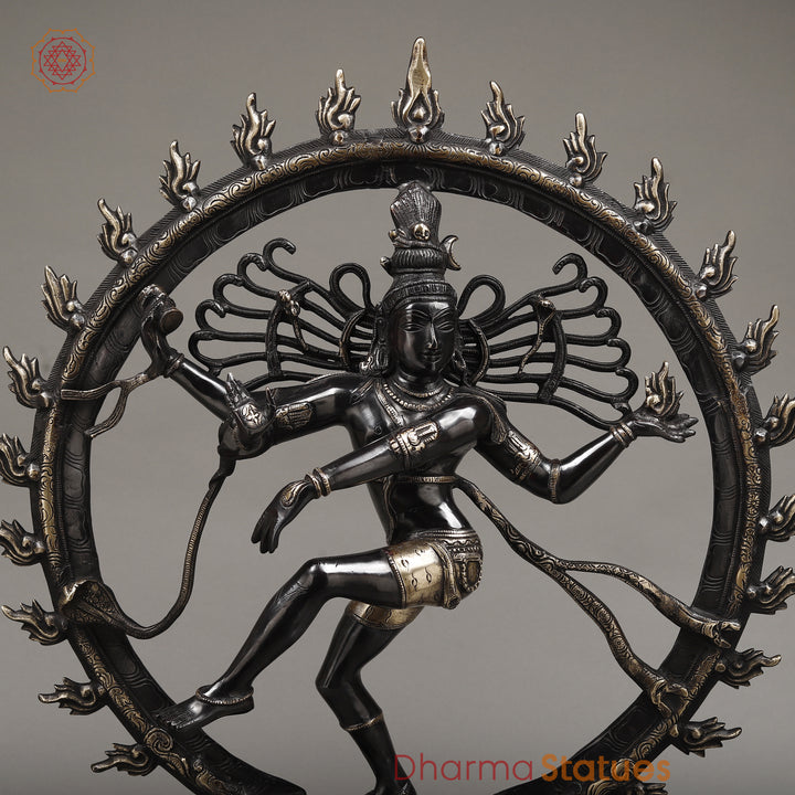 Brass Nataraja, Dancing Shiva, Deep Black & Smooth Finish, 25"