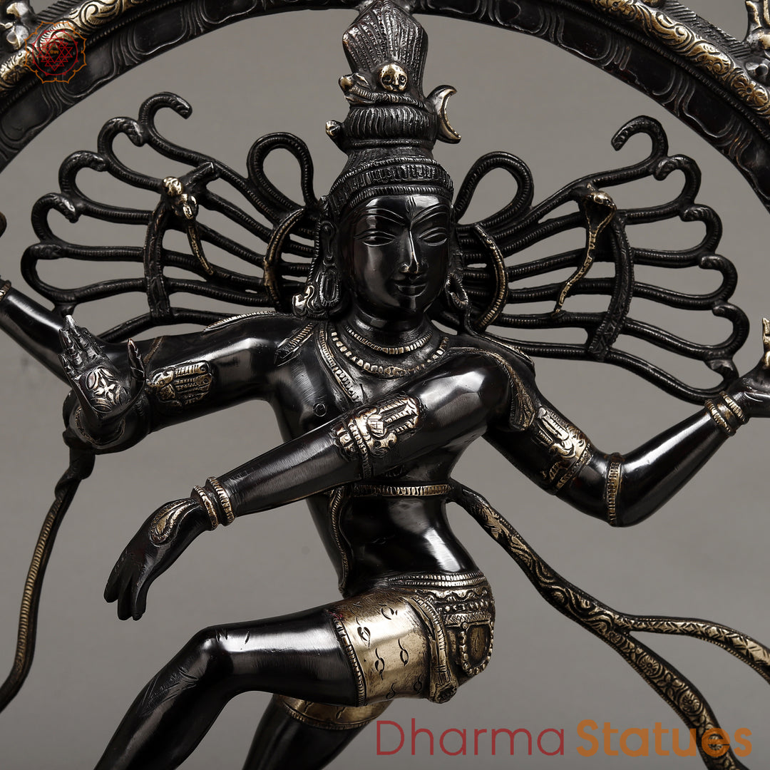 Brass Nataraja, Dancing Shiva, Deep Black & Smooth Finish, 25"