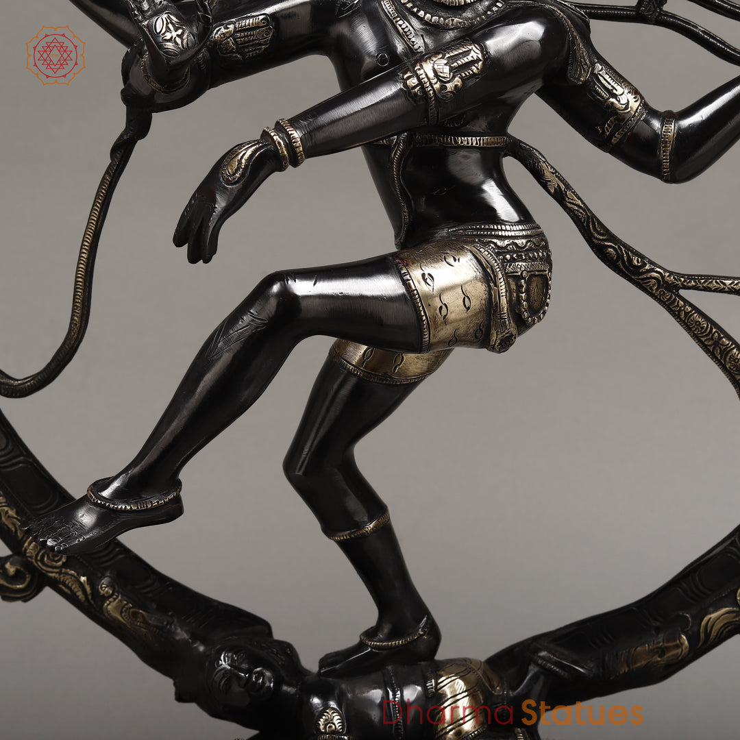 Brass Nataraja, Dancing Shiva, Deep Black & Smooth Finish, 25"