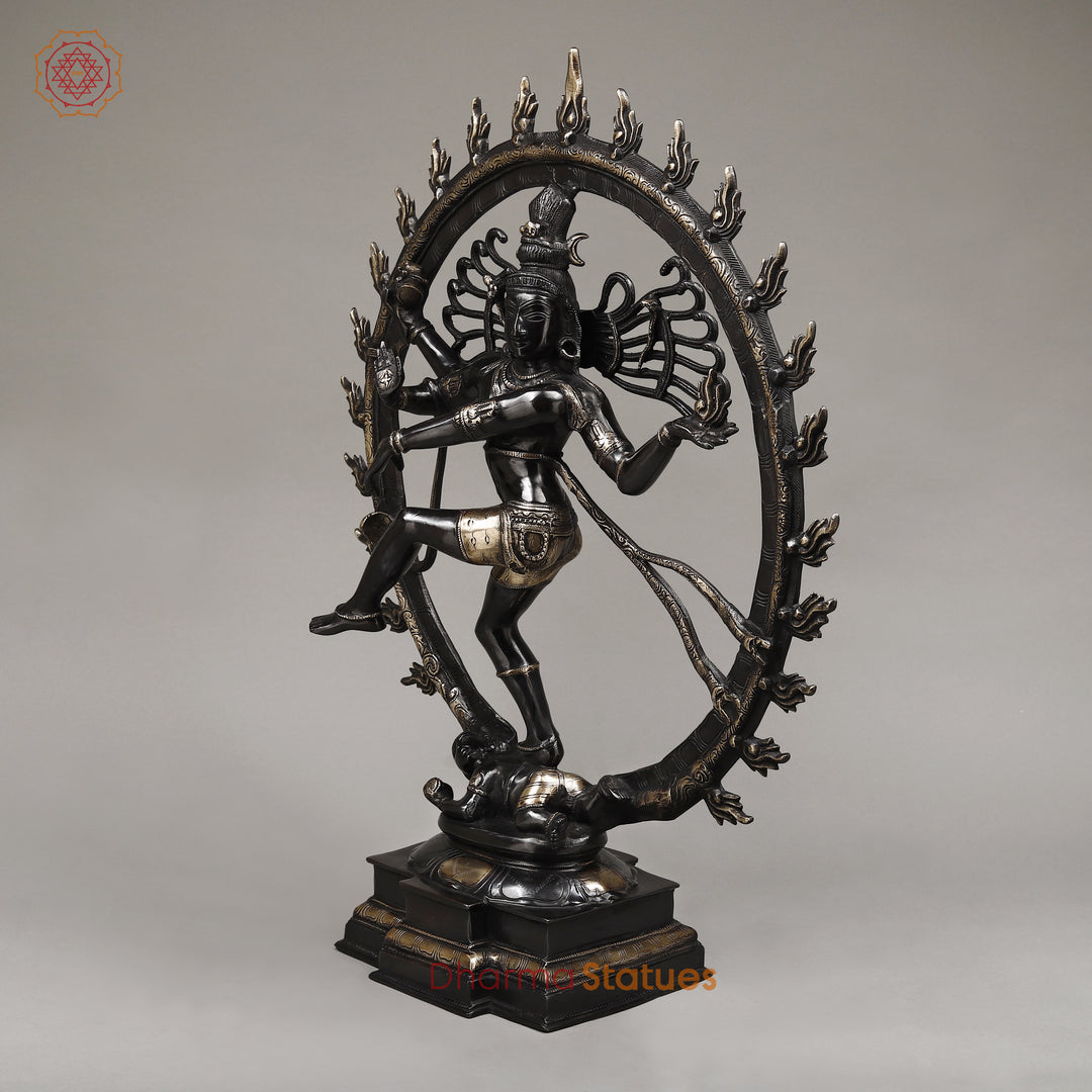 Brass Nataraja, Dancing Shiva, Deep Black & Smooth Finish, 25"