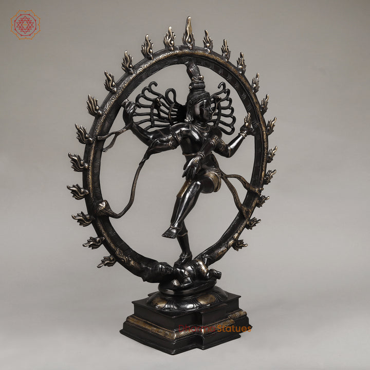 Brass Nataraja, Dancing Shiva, Deep Black & Smooth Finish, 25"