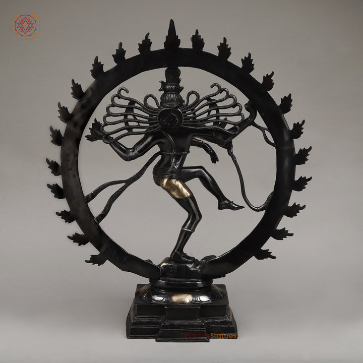 Brass Nataraja, Dancing Shiva, Deep Black & Smooth Finish, 25"