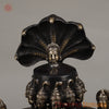 Brass Mukhalinga (Shivling) with Snake, Ganesh, Parvati, Karttikey and Nandi, Rich Black Finish 21"