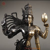 Brass Ardhanarishwara Standing, Shiv and Parvati as One, Black Patina & Gold Finish, 40"