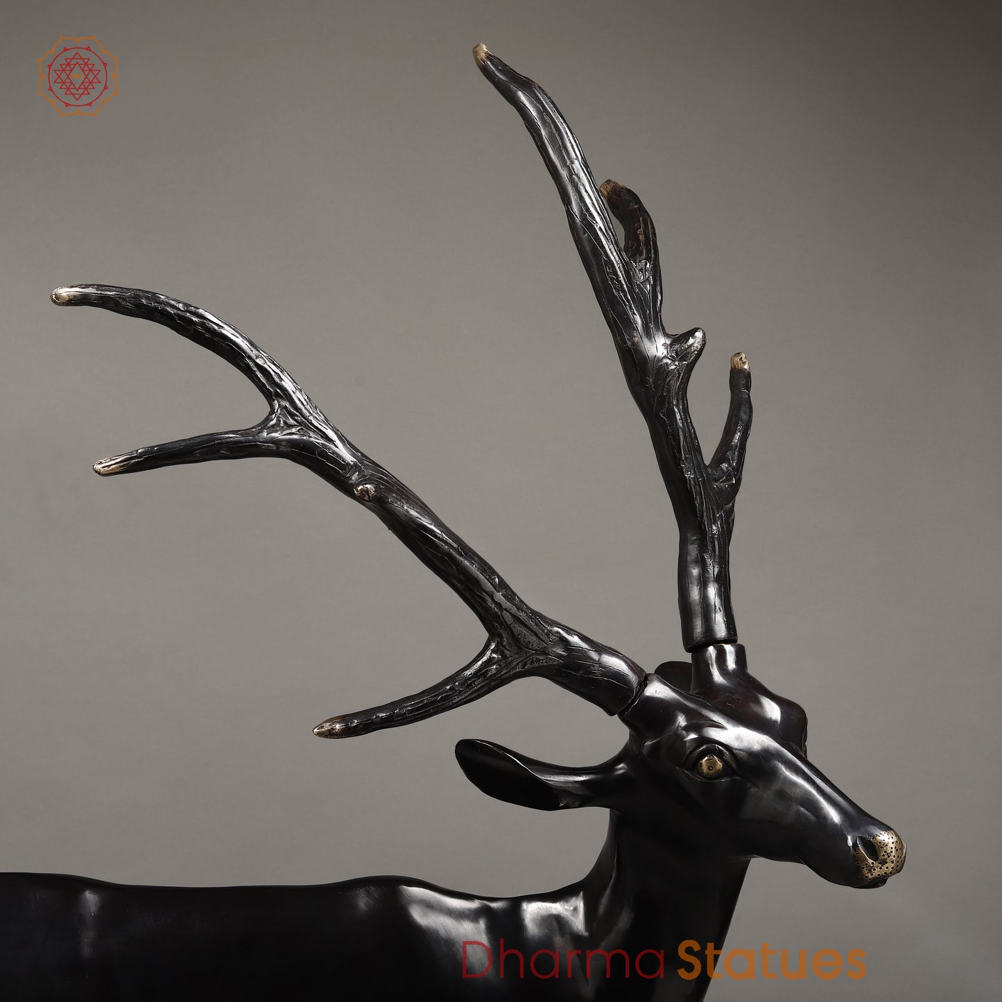 Brass Deer, Black Patina with Golden Finish, 35.5"